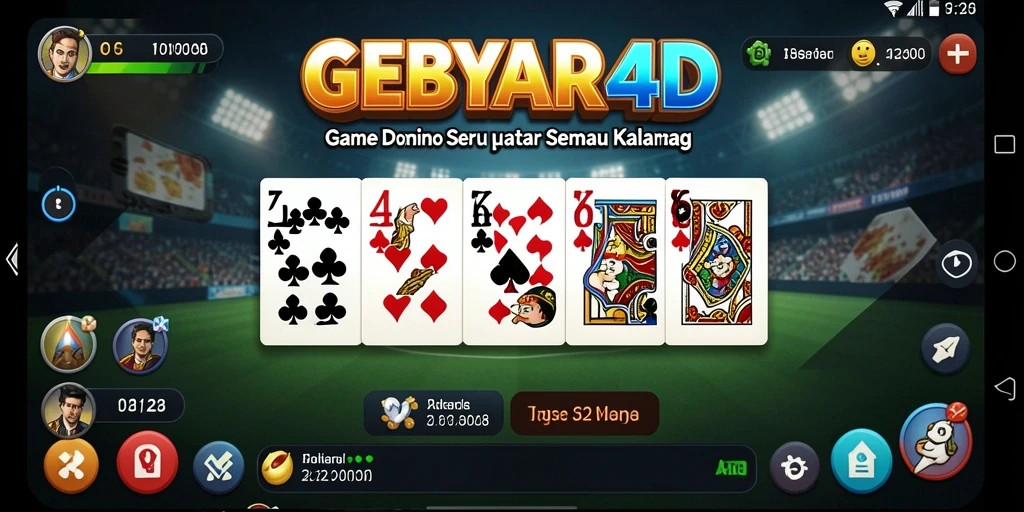 Screenshot utama GEBYAR4D menampilkan gameplay Domino yang menarik.
