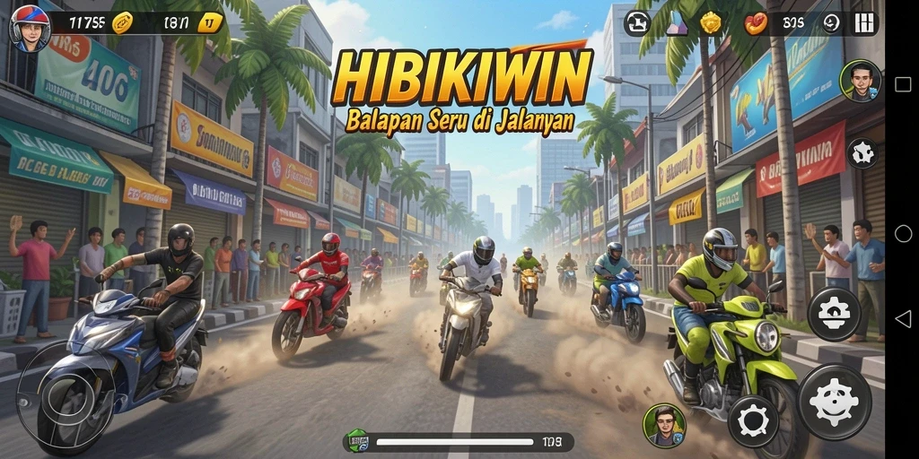 Tampilan aksi balapan seru di HIBIKIWIN.