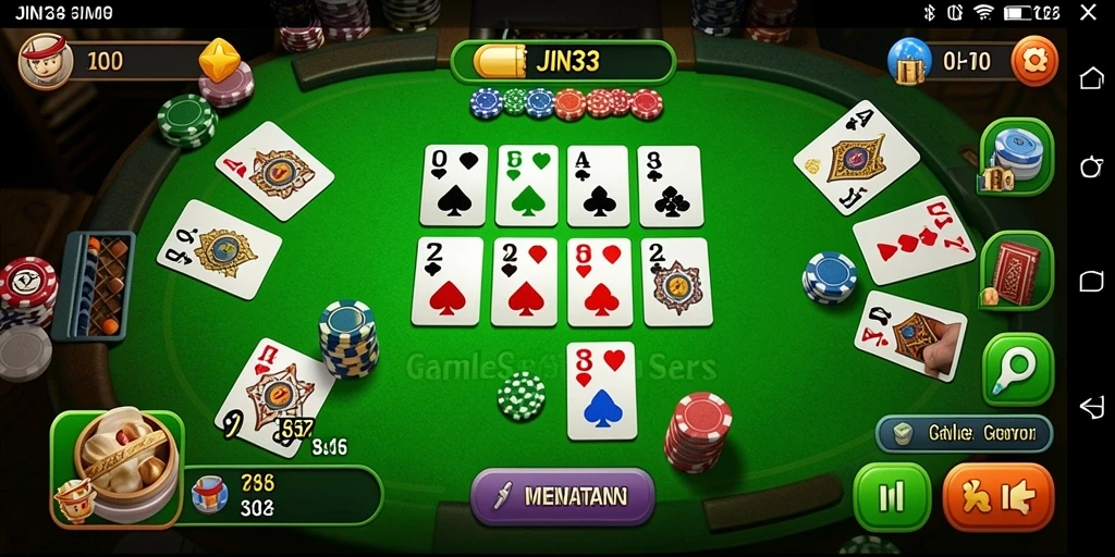 Tampilan gameplay JIN33 menampilkan keseruan bermain Gaple.