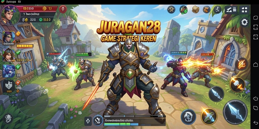 Screenshot JURAGAN28 menunjukkan gameplay menarik dengan serangan dan pembangunan.