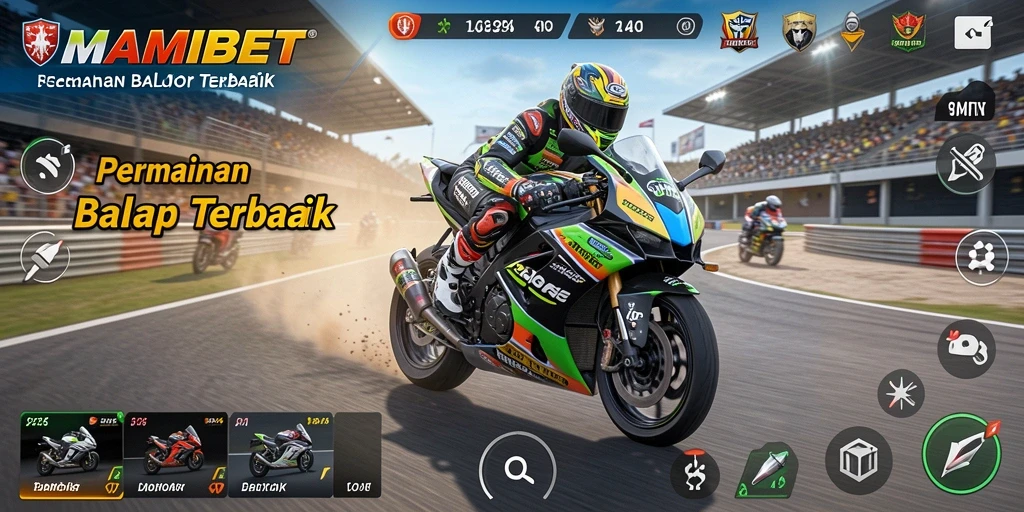 Gameplay seru balap motor di MAMIBET dengan trek menantang.