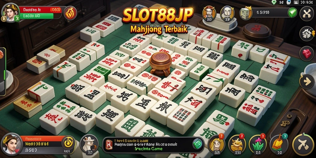 Tampilan gameplay menakjubkan dalam SLOT88JP saat menyusun ubin Mahjong.