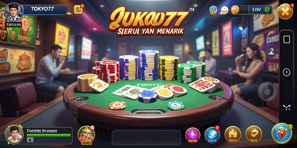 Tampilan menarik dari gameplay seru QiuQiu di TOKYO77.