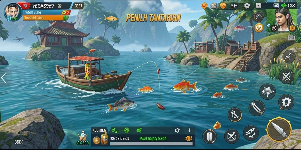 Tampilan gameplay VEGAS969 yang menggambarkan aksi memancing seru.