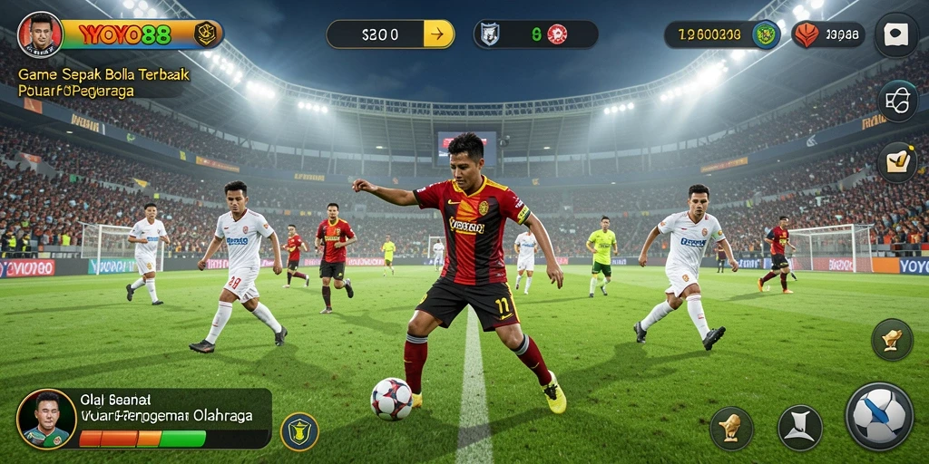 Tampilan gameplay nyata dari pertandingan sepak bola di YOYO88.